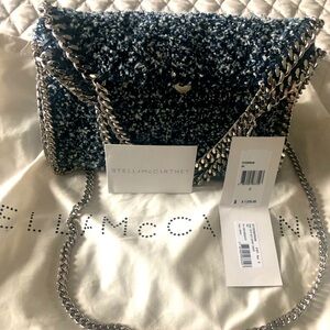 100% Authentic-NWT-Beautiful Denim Tweed Stella McCartney Fabiella Handbag
